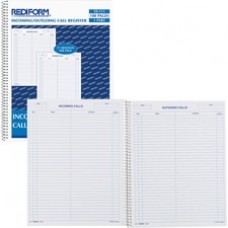 Rediform Incoming/Outgoing Call Register Book - 100 Sheet(s) - Wire Bound - 8 1/2