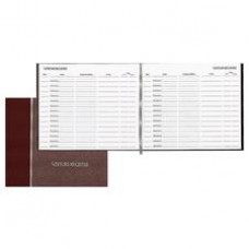 Rediform Hardcover Visitor's Register - 128 Sheet(s) - Thread Sewn - 9 7/8" x 8 1/2" Sheet Size - White Sheet(s) - Burgundy Cover - Recycled - 1 Each