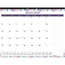 Blueline Passion Floral Desk Pad Calendar - Julian Dates - Monthly - 12 Month - January 2024 - December 2024 - 1 Month Single Page Layout - 22" x 17" Sheet Size - Desk Pad - Floral - Fiber -