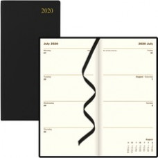 Letts of London Signature Planner - Julian Dates - Weekly, Monthly - 12 Month - January 2023 - December 2023 - 1 Week Double Page Layout - Black - Leather - 6.6