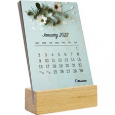 Blueline Wood Base Desk Calendar - Monthly - 1 Year - January 2022 - December 2022 - Desk - Multicolor - Wood - 6