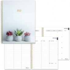 Rediform Succulent Design Weekly/Monthly Planner - Weekly, Monthly - 12 Month - January - December - 7:00 AM to 8:45 PM, 7:00 AM to 5:45 PM - Quarter-hourly - Saturday - Twin Wire - Multi - 11