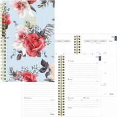 Blueline Academic Planner - Academic/Professional - Weekly, Monthly - 13 Month - July 2022 - July 2023 - 1 Week, 1 Month Double Page Layout - Twin Wire - Desk - Brown - Poly, Paper - 8