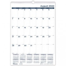 Blueline Boho Academic Wall Calendar - Academic - Monthly - 12 Month - August 2022 - July 2023 - 1 Month Single Page Layout - 12