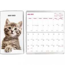 Brownline Cat Cover Pocket Planner - Monthly - 18 Month - July 2022 - December 2023 - Twin Wire - Pink - Vinyl - 6.5