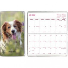 Brownline Dog Cover Pocket Planner - Monthly - 18 Month - July 2022 - December 2023 - Twin Wire - Pink - Vinyl - 6.5