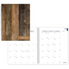 Blueline Academic Planner - Academic/Professional - Monthly - 14 Month - July 2022 - August 2023 - 1 Month Double Page Layout - Twin Wire - Desk - Brown - Paper, Poly - 11