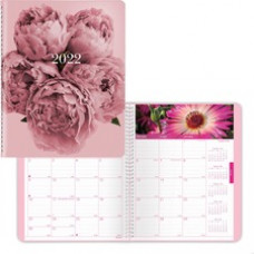 Brownline Pink Floral Planner - Monthly - 14 Month - December 2021 - January 2023 - Twin Wire - Pink - 8.9