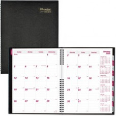 Brownline Monthly Planner - Julian Dates - Monthly - 14 Month - December 2023 - January 2025 - 1 Month Single Page Layout - 8 1/2" x 11" Sheet Size - Twin Wire - Black - Phone Directory, Pocket, Address Directory -