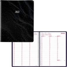 Brownline Soft Cover Appointment Book - Weekly - 12 Month - January 2022 - December 2022 - Twin Wire - Black - 11