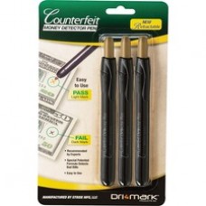 Dri Mark Retractable Counterfeit Detector Pen - Chemical - Black - 3 / Pack