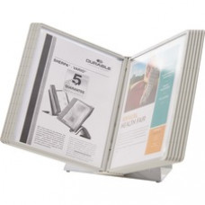 DURABLE® VARIO® Antimicrobial Desktop Reference Display System - Desktop - 10 Double Sided Panels - Letter Size - Antimicrobial Polypropylene Sleeves - Anti-Reflective/Non-Glare - Gray