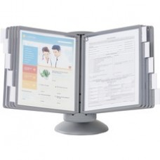 DURABLE® SHERPA® Motion Reference Display System - Desktop - 360° Rotation - 10 Double Sided Panels - Letter Size - Anti-Flective/Non-Glare - Assorted Colors