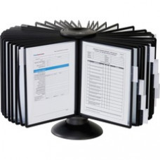 DURABLE® SHERPA® Carousel Desktop Reference Display System - Desktop - 360° Rotation - 40 Double Sided Panels - Letter Size - Anti-Flective/Non-Glare - Black
