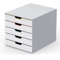 DURABLE VARICOLOR MIX 5 Drawer Desktop Storage Box, White/Multicolor - 5 Drawer(s) - 11