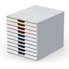 DURABLE VARICOLOR MIX 10 Drawer Desktop Storage Box, White/Multicolor - 10 Drawer(s) - 11