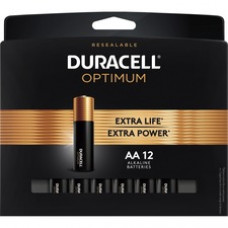 Duracell Optimum AA Alkaline Batteries - AA - 1.5 V DC - 12 / Pack