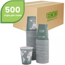 Eco-Products World Art Hot Drink Cups - 12 fl oz - 500 / Carton - Multi - Polylactic Acid (PLA), Resin, Paper - Hot Drink