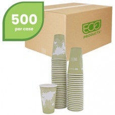 Eco-Products World Art Hot Drink Cups - 16 fl oz - 500 / Carton - Multi - Polylactic Acid (PLA), Resin, Paper - Hot Drink