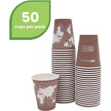 Eco-Products World Art Hot Drink Cups - 2.50 quart - 50 / Pack - Multi - Polylactic Acid (PLA), Resin, Paper - Hot Drink