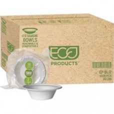 Eco-Products Sugarcane Bowls - Microwave Safe - White - Sugarcane Body - 20 / Carton