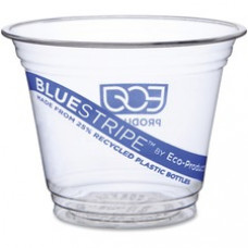 Eco-Products BlueStripe Cold Cups - 9 fl oz - 1000 / Carton - Clear - Cold Drink - Recycled