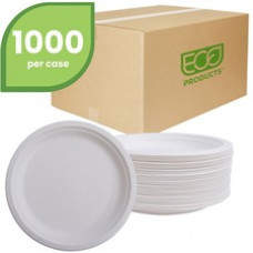 Eco-Products Sugarcane Plates - 50 / Pack - Microwave Safe - White - Sugarcane Body - 20 / Carton