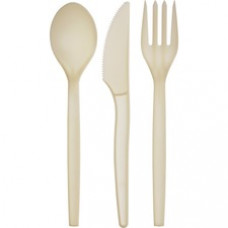 Eco-Products PSM Wrapped Cutlery Set - 250/Carton - Spoon - Knife - Fork - Breakroom - Disposable - Polypropylene, Plant Starch - White