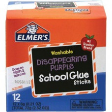Elmer's Washable Nontoxic Glue Sticks - 0.21 oz - Fabric - 12 / Box - Purple