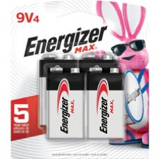 Energizer MAX Alkaline 9 Volt Batteries, 4 Pack - For Multipurpose - 9V - 9 V DC - Alkaline - 4 / Pack