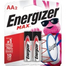 Energizer MAX Alkaline AA Batteries, 2 Pack - For Multipurpose - AA - 1.5 V DC - Alkaline - 2 / Pack