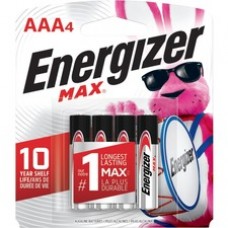 Energizer MAX Alkaline AAA Batteries, 4 Pack - For Multipurpose - AAA - 1.5 V DC - Alkaline - 4 / Pack