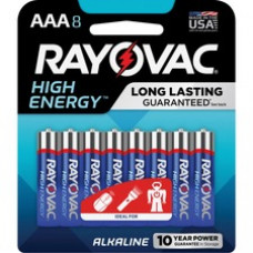 Rayovac Alkaline AAA Batteries - For Remote Control, Portable Electronics, Toy, Flashlight, Multipurpose - AAA - 8 / Pack
