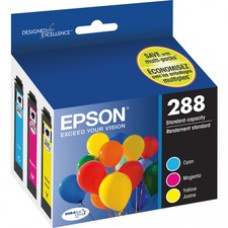 Epson DURABrite Ultra T288 Ink Cartridge - Cyan, Magenta, Yellow - Inkjet - 165 Pages - 3 / Pack