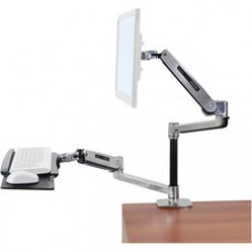 Ergotron WorkFit-LX Desk Mount for Flat Panel Display, Keyboard, Mouse - Polished Aluminum - 42