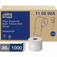 Tork High-Capacity Toilet Paper Roll White T26 - Tork High-Capacity Toilet Paper Roll White T26, Advanced, 2-Ply, 36 x 1000 sheets, 110292A