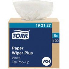 Essity Paper Wiper Plus White W24 - Tork Paper Wiper Plus White W24, Pop-Up Box, 8 x 100 Sheets, 192127