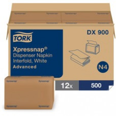 Tork Xpressnap® White Dispenser Napkin N4 - Tork Xpressnap® White Dispenser Napkin N4, Advanced, Interfold 1-ply, 12 x 500 napkins, 13