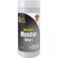 Dust-Off Anti-Static Monitor Wipes - For Monitor - Streak-free, Pre-moistened, Non-abrasive, Alcohol-free, Anti-static - 80 / Canister - White