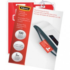 Fellowes Glossy Pouches - ID Tag punched, 5 mil, 100 pack - Laminating Pouch/Sheet Size: 3.88