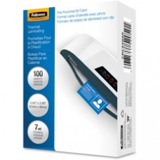 Fellowes Glossy Pouches - ID Tag punched, 7 mil, 100 pack - Laminating Pouch/Sheet Size: 3.88