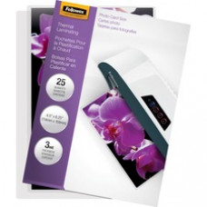 Fellowes Glossy Pouches - Photo, 3 mil, 25 pack - Laminating Pouch/Sheet Size: 6.25