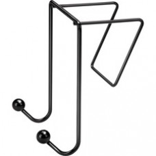 Fellowes Wire Partition Additions™ Double Coat Hook - 2 Hooks - for Coat, Umbrella, Sweater, Wall - Plastic - Black - 1 Each