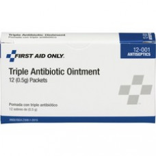 First Aid Only Triple Antibiotic Ointment Packets - For Infection, Scrape, Burn, Minor Cut - 12 / Box - 12 Per Box