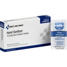 First Aid Only Hand Sanitizer Packets - 0.03 oz - Kill Germs - Hand - White - Moisturizing, Quick Drying, Non-sticky, Anti-septic - 10 / Each