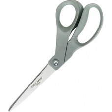 Fiskars Contoured Everyday Scissors - 3.50" Cutting Length - 8" Overall Length - Bent - Stainless Steel - Pointed Tip - Silver - 1 Each