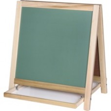 Flipside Chalkboard/Magnetic Board Table Easel - White/Green Surface - Wood Frame - Rectangle - Tabletop - Assembly Required - 1 Each