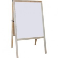 Flipside Dry-erase Board/Chalkboard Easel - Natural White/Black Surface - Hardwood Frame - Rectangle - 1 Each