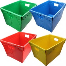 Flipside Primary Assorted Plastic Storage Postal Tote - 4 Pack - x 13.3