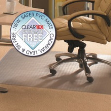 Cleartex Advantagemat Low Pile PVC Chair Mat - Carpeted Floor, Home, Office, Carpet - 48" Length x 36" Width x 0.87" Thickness - Polyvinyl Chloride (PVC) - Clear